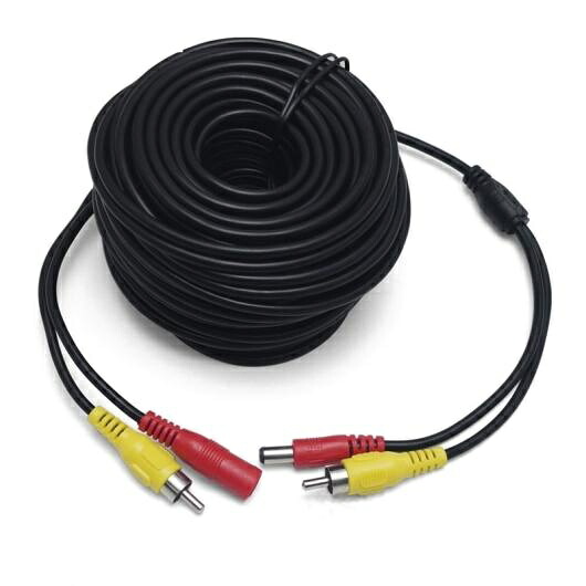 20 メーター 65FT 2 イン 1 RCA ビデオ & DC パワー ケーブル ビデオ AV 車両 エクステンション ケーブル 適用: バックアップ リバース カメラ AL-LL-7381 AL Car parts｜オートパーツエージェンシー