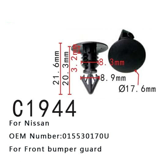 スクリュー インテリア バックル 適用: 日産 015530170U フロント バンパー ガード クリップ ピン 50ピース AL-MM-0631 AL Interior parts for cars