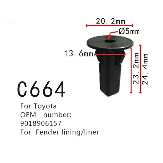ポジショニング バックル 裏地 ライナー ファスナー 適用: トヨタ アヴァロン カムリ ヴェンザ レクサス RC300 RC350 RX350 9018906157 20ピース AL-MM-0785 AL Interior parts for cars