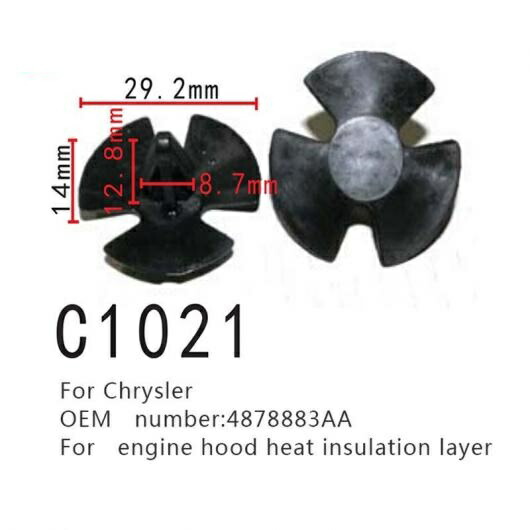 クリップ 4878883AA 適用: クライスラー/CHRYSLER エンジン フード ヒート 絶縁 レイヤー ポジショナー 50ピース AL-MM-0819 AL Interior parts for cars