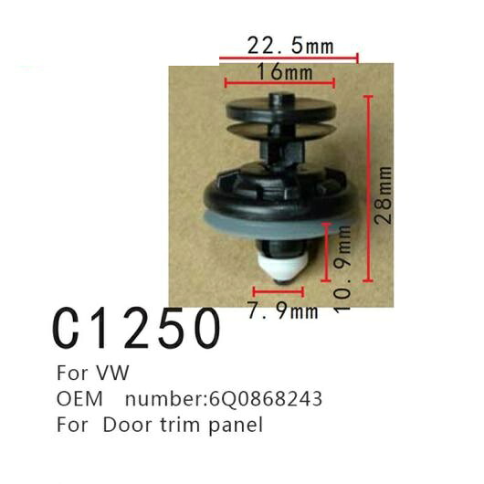 クリップ ファスナー 6Q0868243 適用: アウディ/AUDI A4 A6 R8 A8 RS6 VW ティグアン ゴルフ パサート ジェッタ ドア インテリア トリム パネル ポジショニング 100ピース AL-MM-0838 AL Interior parts for cars