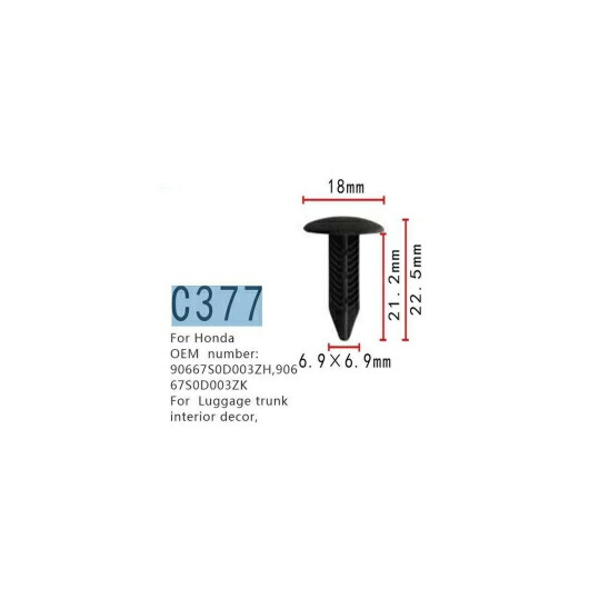 トランク インテリア インテリア ファスナー 適用: ホンダ 90667S0D003ZH 90667S0D003ZK ラゲッジ クリップ プラグ 100ピース AL-MM-0756 AL Interior parts for cars