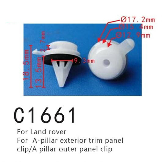 適用: ランド ローバー Aピラー エクステリア トリム パネル クリップ A ピラー アウター パネル ポジショニング バックル 50ピース AL-MM-0908 AL Interior parts for cars