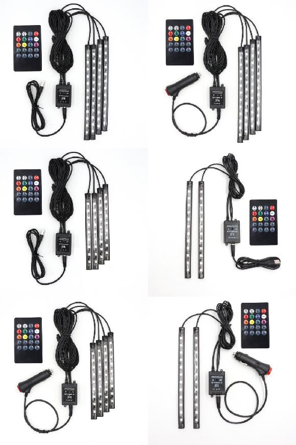LED フット ライト ランプ リモート コントロール マルチ モード 自動車 インテリア 装飾 ライト 48 USB～24 シガーソケット AL-MM-2296 AL Car light
