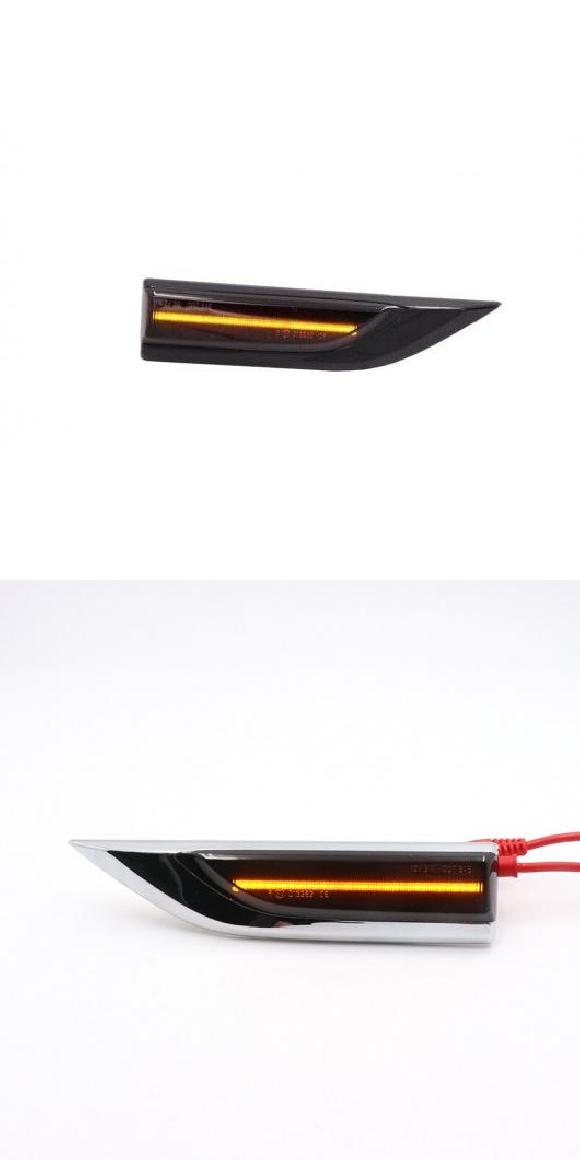 2ピース ダイナミック シーケンシャル LED サイド マーカー ターンシグナルライト インジケーター リピーター 適用: VW トランスポーター ノーマル ブラック・ノーマル シルバー AL-MM-2312 AL Car light