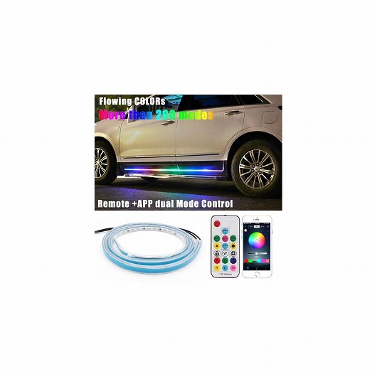 カラフル LED フレキシブル フロー ドア ウェルカムライト ストリップ リモート APP コントロール スカッフ シル パネル RGB ネオン ランプ 1.5m AL-MM-2303 AL Car light
