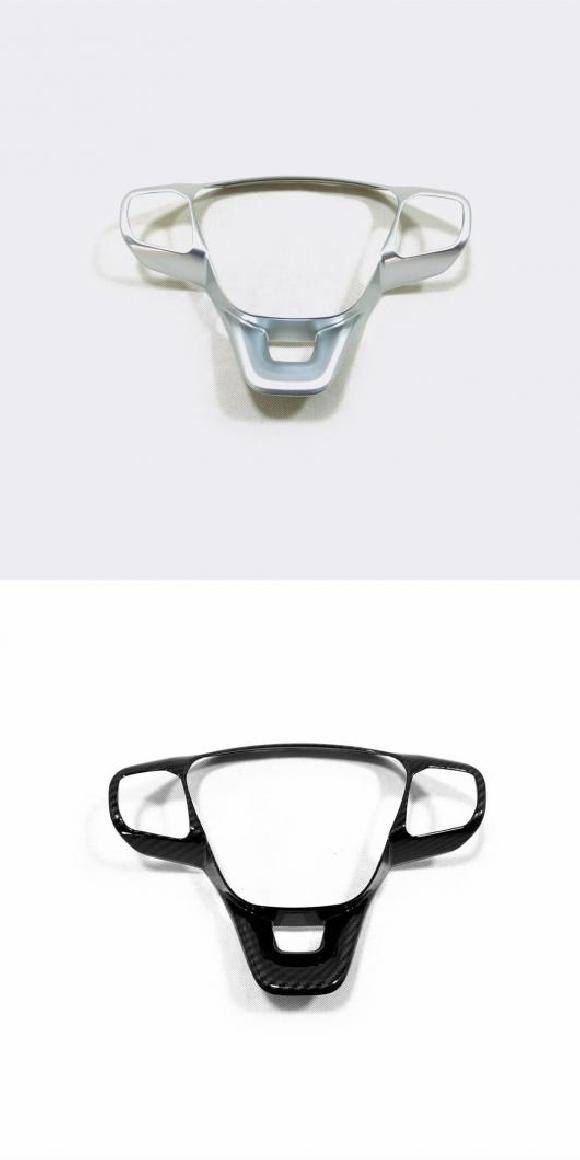 適用: フォード/FORD クーガ エスケープ 2020 2021 ABS マット カーボンファイバー ステアリング ホイール 装飾 カバー トリム フレーム ステッカー マットシルバー・カーボン調 AL-MM-2366 AL Interior parts cars｜オートパーツエージェンシー
