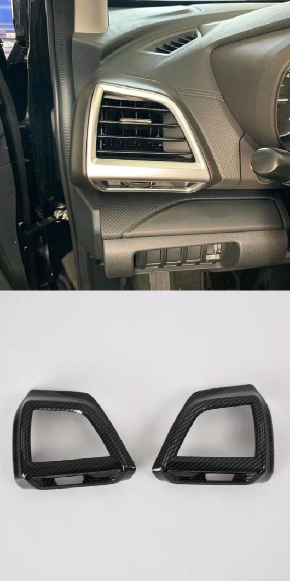 適用: スバル フォレスター SK 2018 2019 2020 カーボンファイバー インテリア エアコン 吹き出し口 ストリップ カバー トリム アクセサリー マットシルバー・カーボン調 AL-MM-2529 AL Interior parts for cars