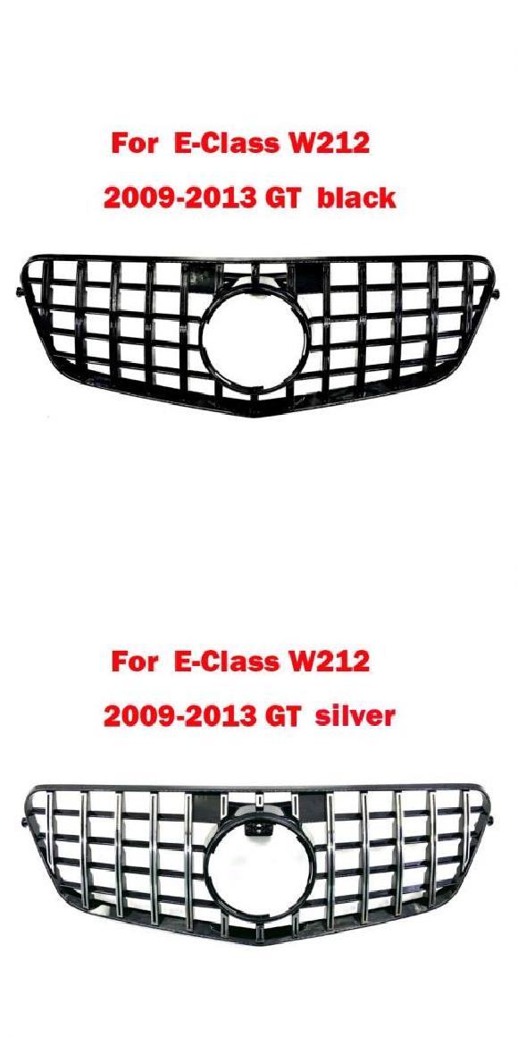 適用: Eクラス W212 2009-2013 AMG ミドル グリル ABS プラスチック フロント バンパー グリル オート センター バーチカル バー グリル セット 1・セット 2 AL-MM-3928 AL Exterior parts for cars