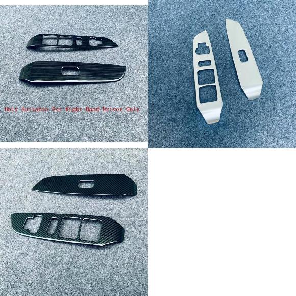 適用: スズキ ソリオ 2021 2022 ウインドウ コントロール パネル ガラス リフト スイッチ カバー トリム プロテクター スチール ブラック～スチール カーボンファイバー AL-MM-3978 AL Interior parts for cars