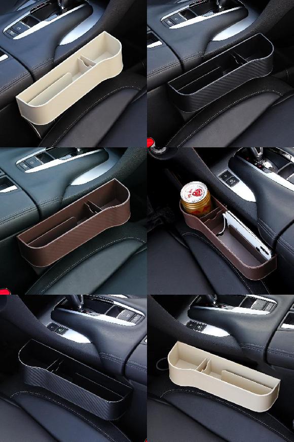 ユニバーサル カーボンファイバー カーシート 隙間 ストレージ ボックス オート ドリンク ポケット オーガナイザー 収納 ベージュ 右~ベージュ 左 AL-MM-4511 AL Interior parts for cars|オートパーツエージェンシー