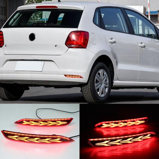 2ピース LED リフレクター ランプ リア フォグ ランプ バンパー ライト ブレーキ ウインカー ライト 適用: フォルクスワーゲン/VOLKSWAGEN VW ポロ 2014 2015 2016 2017 2018 AL-MM-4874 AL Car light
