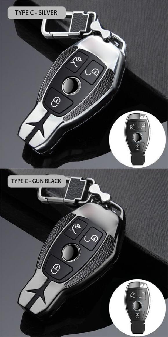 亜鉛 合金 リモート スマート キーケース カバー 適用: メルセデス・ベンツ W203 W204 W212 C180 GLK300 CLS CLK CLA SLK C S E クラス シルバー C・ガンメタ ブラック C AL-MM-5022 AL key case