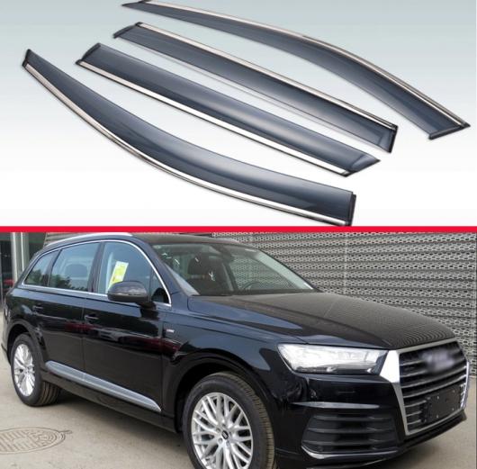 適用: アウディ/AUDI Q7 4M 2016 2017 2018 2019 プラスチック エクステリア バイザー 吹き出し口 シェード ウインドウ サン レイン ガード デフレクター 4ピース AL-KK-0174 AL Exterior parts for cars