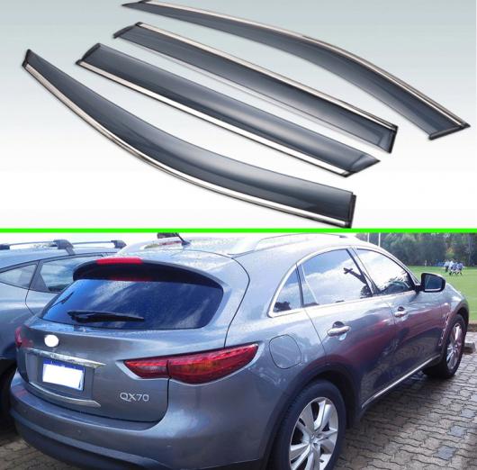 適用: インフィニティ/INFINITI QX70 S51 2013-2019 プラスチック エクステリア バイザー 吹き出し口 シェード ウインドウ サン レイン ガード デフレクター 4ピース AL-KK-0291 AL Exterior parts for cars