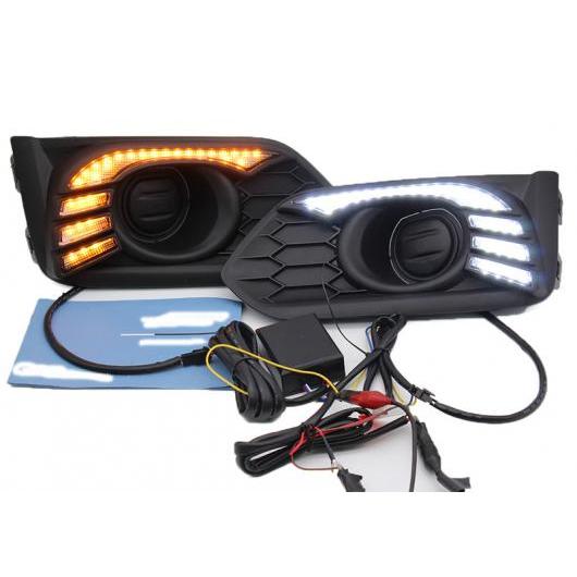 2ピース DRL ライト ランプ 適用: ホンダ シティ 2017-2019 LED フォグランプ 6000K ホワイト ターン イエロー B AL-KK-0572 AL Car parts