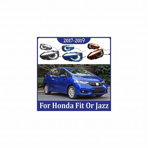 2ピース DRL ライト ランプ 適用: ホンダ フィット ジャズ 2017-2019 LED フォグランプ 6000K ホワイト ターン イエロー ブルー AL-KK-0561 AL Car parts
