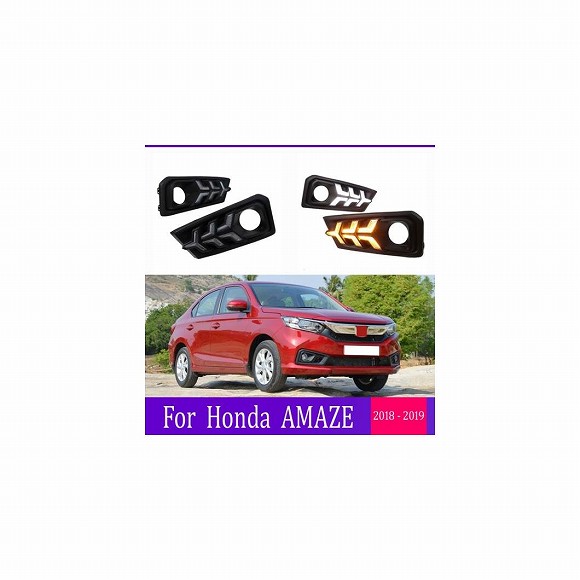 2ピース DRL ライト ランプ 適用: ホンダ AMAZE 2018 2019 LED フォグランプ ホール イエロー ウインカー AL-KK-0597 AL Car parts