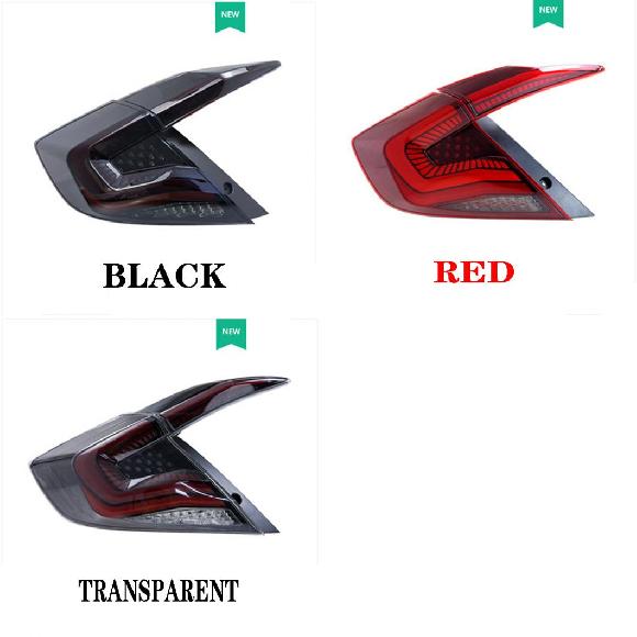 適用: ホンダ シビック テールライト 2016-2018 LED ランプ DRL + ブレーキ バック-アップ ウインカー フォグ ブラック～クリア AL-KK-1004 AL Car parts