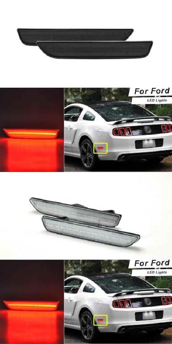2ピース エラー クリア/スモーク レンズ リア LED サイド バンパー リフレクター レッド サイドマーカー ライト 適用: フォード/FORD マスタング 2010-2014 スモーク・クリア AL-MM-5650 AL Car light