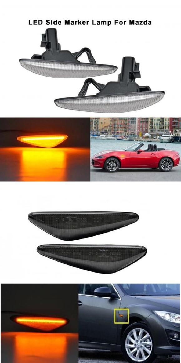 ダイナミック アンバー LED フロント サイドマーカー ライト 適用: マツダ MX-5 MX-6 16-アップ RX8 09-12 日産 ラフェスタ ハイウェイ スター クリアレンズ・スモークレンズ AL-MM-5714 AL Car light