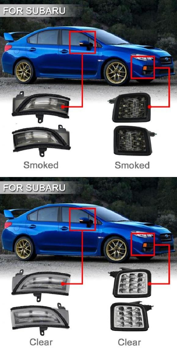適用: スバル WRX STI 15-18 LED ターンシグナルライト ダイナミック サイド ミラー ウインカー ランプ スモーク・クリア AL-MM-5774 AL Car light