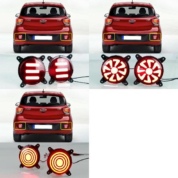 2ピース LED リア バンパー リフレクター ライト 適用: HYUNDA グランド I10 2017 2018 LED ドライビング ライト+LED ブレーキ ライト モデル A～モデル C AL-MM-5784 AL Car light