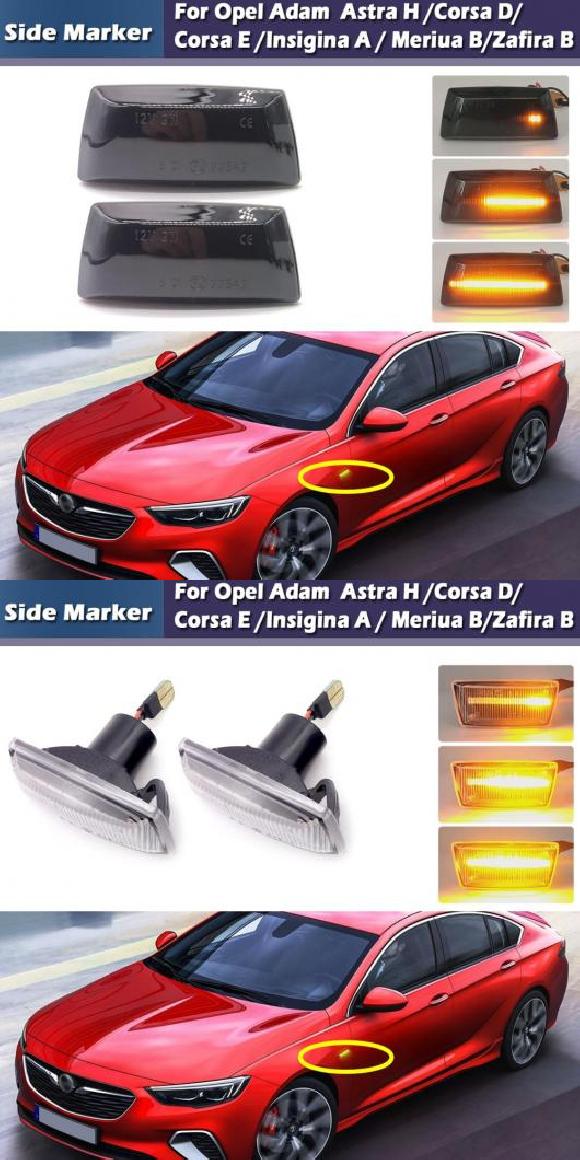 2ピース ダイナミック LED サイドマーカー スモーク ライト ターンシグナルランプ 適用: オペル/OPEL インシグニア アストラ H ザフィーラ B コルサ D シボレー/CHEVROLET クルーズ スモーク・クリア AL-MM-5805 AL Car light|オートパーツエージェンシー