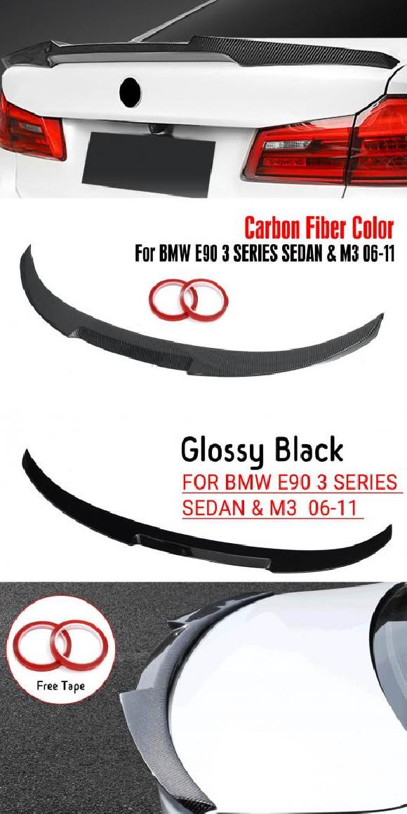 ABS トランク スポイラー ウイング- 適用: 2006-2011 BMW E90 3シリーズ セダン ＆ M3 2008-2012 カーボン調・ピアノブラック AL-MM-8115 AL Exterior parts for cars