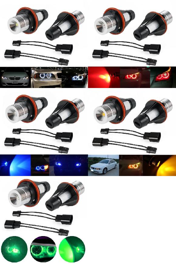 2ピース LED エンジェルアイ HALO ヘッドライト バルブ 適用: BMW E39 E87 E83 E53 E60 E61 E63 E64 E65 E66 X5 X3 ホワイト～グリーン AL-MM-8332 AL Car light