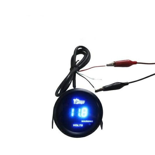 52mm ブラック シェル ブルー LED バックライト オートバイ 12V 電圧 メーター ボルト ゲージ 計測 レンジ 8-18V AL-NN-0445 AL Car parts