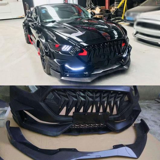 カーボンファイバー フロント リップ スポイラー FRP ヘッド バンパー カバー フェイスリフト グリル 適用: フォード/FORD マスタング クーペ 2015-2017 ボディ キット AL-NN-0729 AL Exterior parts cars