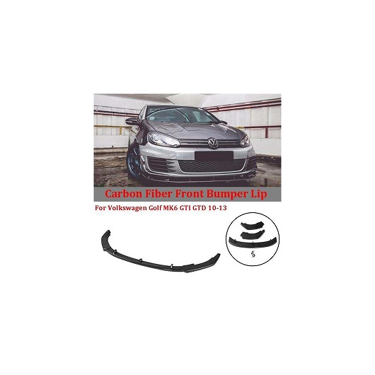 3ピース カーボンファイバー フロント バンパー リップ スポイラー スプリッタ 適用: フォルクスワーゲン/VOLKSWAGEN ゴルフ MK6 GTI GTD 2010-2013 パーツ ボディ キット AL-NN-0620 AL Exterior parts for cars