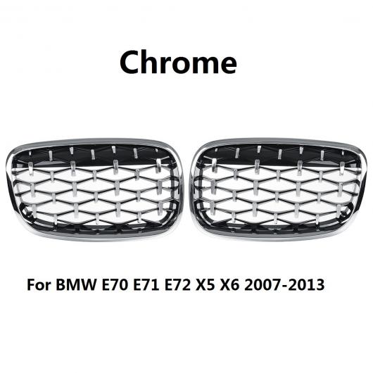 1ペア ひし形 スタイル グリル フロント メッシュ レーシング 適用: BMW E70 E71 E72 X5 X6 2007-2013 クローム AL-NN-1001 AL Exterior parts for cars