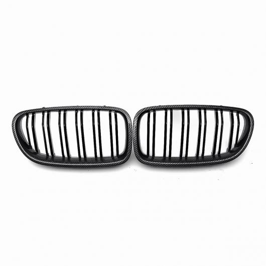 2ピース フロント グリル ダブル スラット レーシング 適用: BMW 5 F10 2009 2010 2011 2012 2013 2014 2015 2016 カーボン ブラック AL-NN-1026 AL Exterior parts for cars|オートパーツエージェンシー