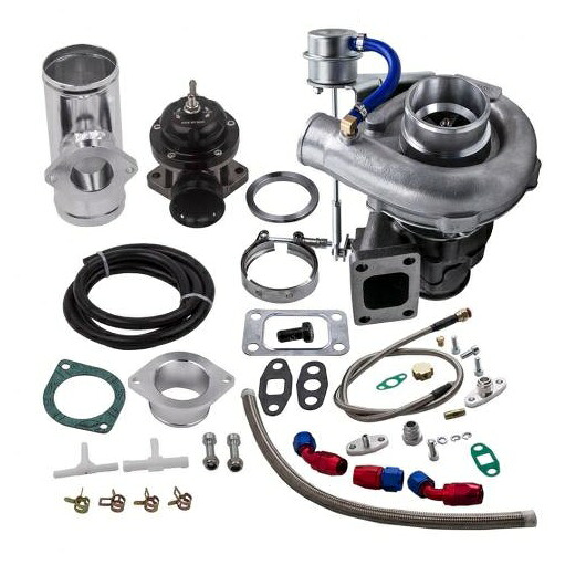 T04E ターボチャージャー 44 トリム 400+HP V-バンド W/オイル リターン フィード ライン+BOV キット AL-NN-3265 AL Car parts