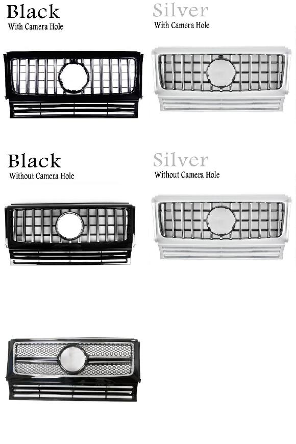 フロント レーシング ビレット バンパー グリル アッパー フェイスリフト グリル 適用: メルセデス・ベンツ Gクラス W463 1990-2013 カメラホールあり ブラック～AMG スタイル AL-NN-5600 AL Exterior parts for cars