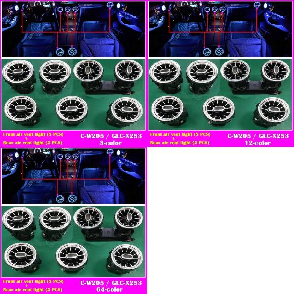 LED ノズル ランプ 適用: メルセデス・ベンツ A/C/E/S/V/CLA/GLA/GLC クラス W176 W205 W213 W222 W447 W117 W156 X253 通気口 タービン ライト セット 7～セット 9 AL-NN-6022 AL Car light｜オートパーツエージェンシー