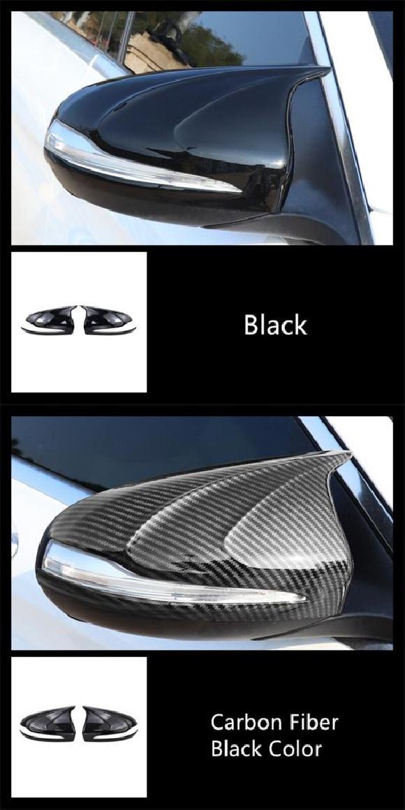 カーボンファイバー調 バックミラー ミラー 保護 カバー トリム 適用: メルセデス・ベンツ W205 W213 X253 C E GLC クラス ブラック・カーボン調 AL-NN-7727 AL Exterior parts for cars｜オートパーツエージェンシー