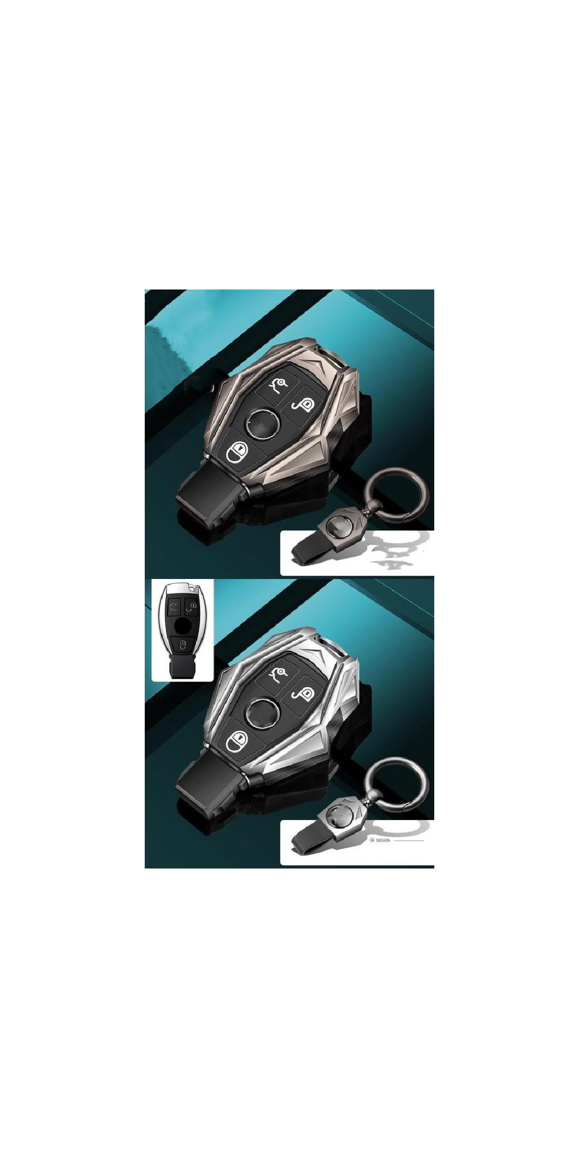 キーケース カバー キー バッグ 適用: メルセデス・ベンツ A B C S クラス AMG GLA CLA GLC W176 W221 W204 W205 アクセサリー ホルダー シェル キーチェーン グレー・シルバー AL-NN-8288 AL Interior parts for cars