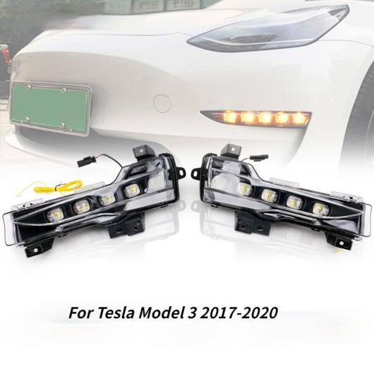 適用: テスラ/TESLA モデル 3 2018 2019 2020 21 アクセサリー DRL12V ライト LED デイタイムランニングライト フロント フォグ ライト フロー ウインカー 2017-2020 AL-OO-1033 AL Car light｜オートパーツエージェンシー