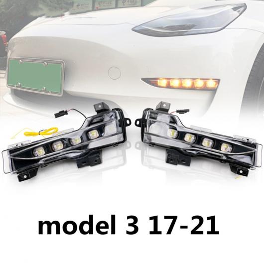 12V LED デイタイムランニングライト フロント フォグ ライト フロー ウインカー 適用: テスラ/TESLA モデル 3 2017-2020 エクステリア AL-OO-1053 AL Car light