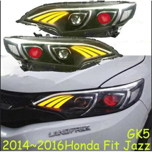 2ピース バンパー ランプ 適用: フィット ジャズ ヘッドライト HID キセノン 2014 2015 2016 ヘッド BI-キセノン プロジェクター 2ピース ホンダ フィット ジャズ 2014-2016 バルブ AL-OO-0335 AL Car light