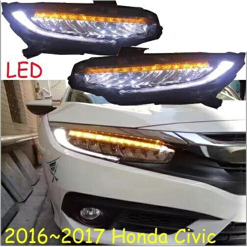 2ピース スタイリング ヘッドライト 適用: シビック 10世代 DRL 2016 2017 2018 LED ランニング ライト BI-キセノン ビーム 2ピース ヘッドライト ホンダ シビック 2016-2018 AL-OO-0338 AL Car light|オートパーツエージェンシー