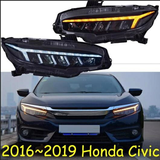 2ピース スタイリング ヘッドライト 適用: シビック 10世代 DRL 2016 2017 2018 LED ランニング ライト BI-キセノン ビーム 2ピース ヘッドライト ホンダ シビック 2016-2018 AL-OO-0339 AL Car light 149,775円
