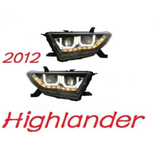 2012 2013 2014 2ピース バンパー ランプ ヘッドランプ 適用: ハイランダー ヘッドライト クルーガー HID バルブ LED テールライト モデル1スタイル トヨタ ハイランダー 2012-2014 AL-OO-0368 AL Car light