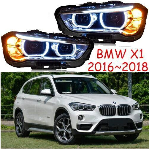 2ピース 適用: X1 2016-2018 ヘッドライト F48 E84 ヘッド ランプ オート LED DRL HI/LO ビーム HID キセノン BI ヘッドライト 2ピース BMW F48 E84 X1 2016-2018 バルブなし AL-OO-0390 AL Car light|オートパーツエージェンシー