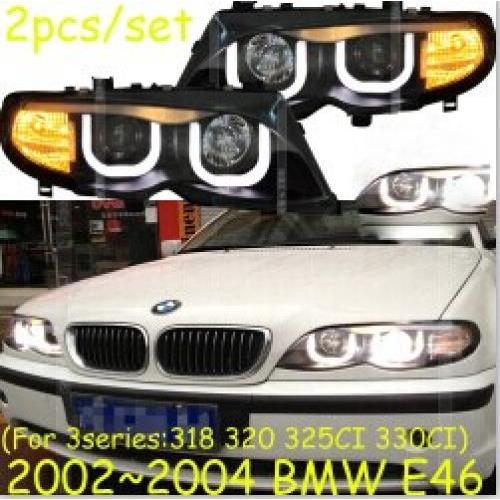 2ピース ヘッド ランプ 適用: E46 ヘッドライト 2002-2004 318 320i 325 330 HID キセノン H7 レンズ ダブル U アングル アイ ヘッドライト 2ピース BMW E46 2002-2004 AL-OO-0436 AL Car light