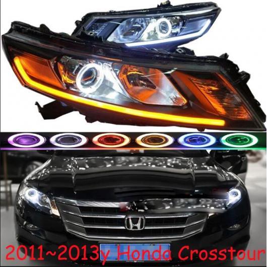 2ピース ヘッド ランプ 適用: クロスツアー ヘッドライト 2011 2012 2013 LED DRL H7 D2H HID オプション エンジェル アイ BI モデル2スタイル ホンダ クロスツアー 2011-2013 AL-OO-0459 AL Car light