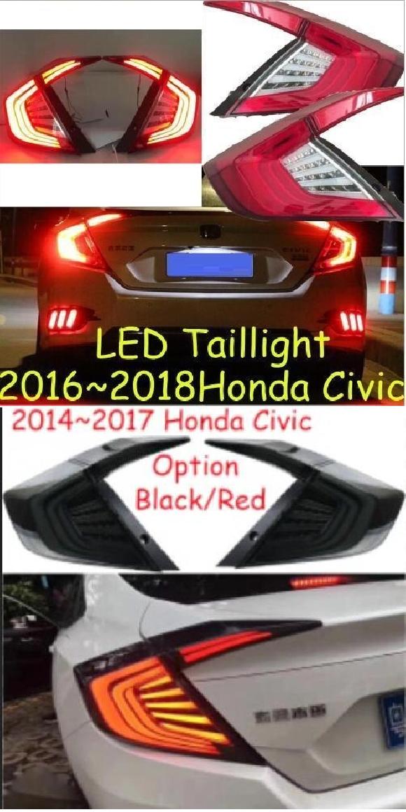 2ピース スタイリング ヘッドライト 適用: シビック 10世代 DRL 2016 2017 2018 LED ランニング レッド テールライト・ブラック テールライト ホンダ シビック 2016-2018 AL-OO-0405 AL Car light